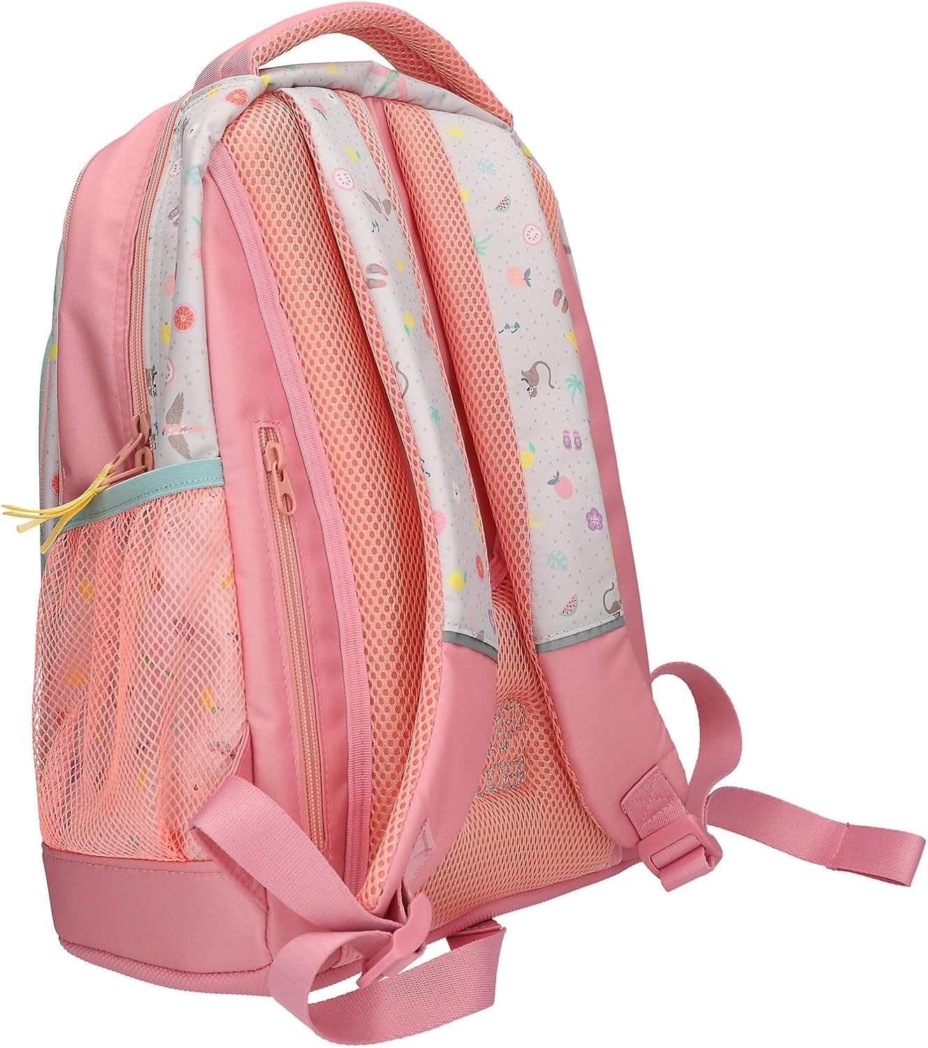 Depesche TOPModel Juicy 13331 School Backpack Trolley in Pink and Green with Model Motif and Flower Pattern, School Bag with Telescopic Handle and Wheels