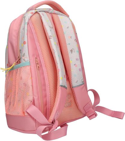 Depesche TOPModel Juicy 13331 School Backpack Trolley in Pink and Green with Model Motif and Flower Pattern, School Bag with Telescopic Handle and Wheels