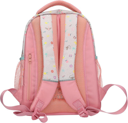 Depesche TOPModel Juicy 13331 School Backpack Trolley in Pink and Green with Model Motif and Flower Pattern, School Bag with Telescopic Handle and Wheels
