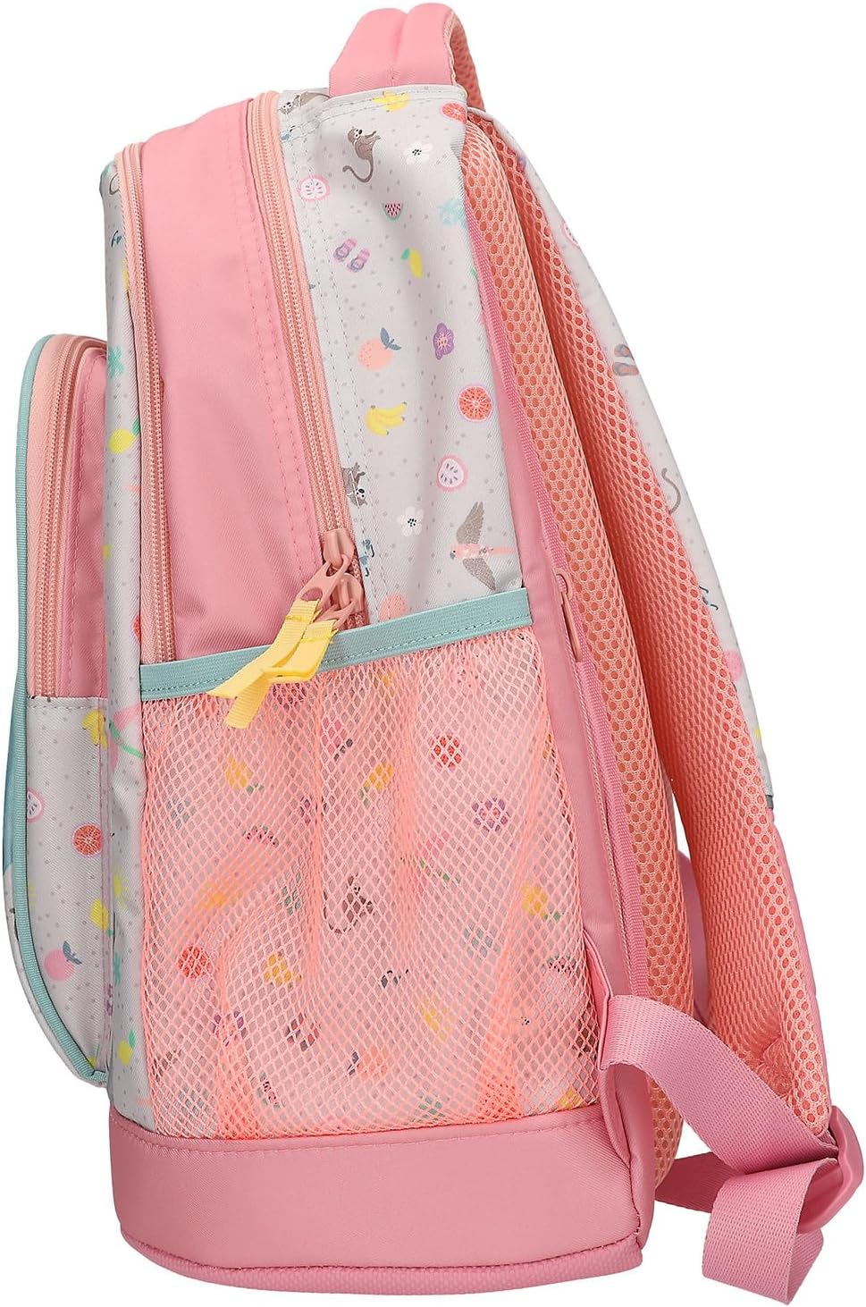 Depesche TOPModel Juicy 13331 School Backpack Trolley in Pink and Green with Model Motif and Flower Pattern, School Bag with Telescopic Handle and Wheels