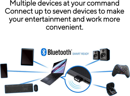 ASUS USB-BT540 Bluetooth 5.4 Dongle Adapter (kompatibel mit Windows 11, 10, 8.1, Linux, für bis zu 7 Geräte, für PC und Laptop, Plug & Play, BLE)