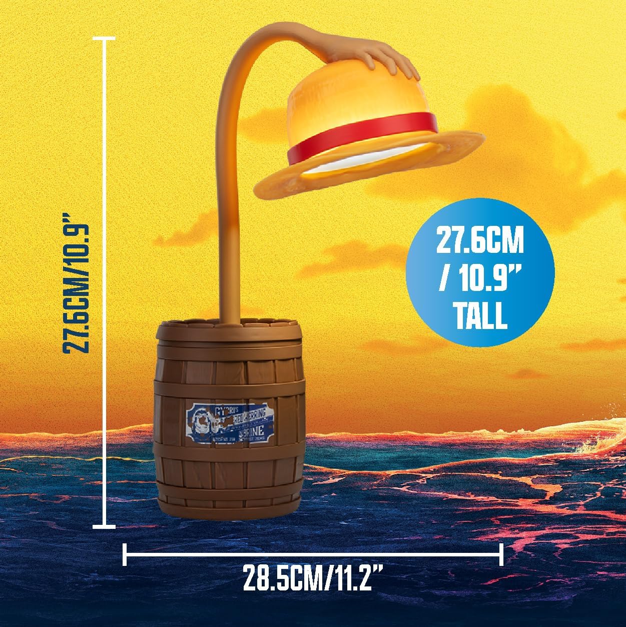 Paladone One Piece Straw Hat Posable Desk Light, Officially Licensed Anime Bendable Lamp for Pop Culture Fans, Bedroom, Home, Office