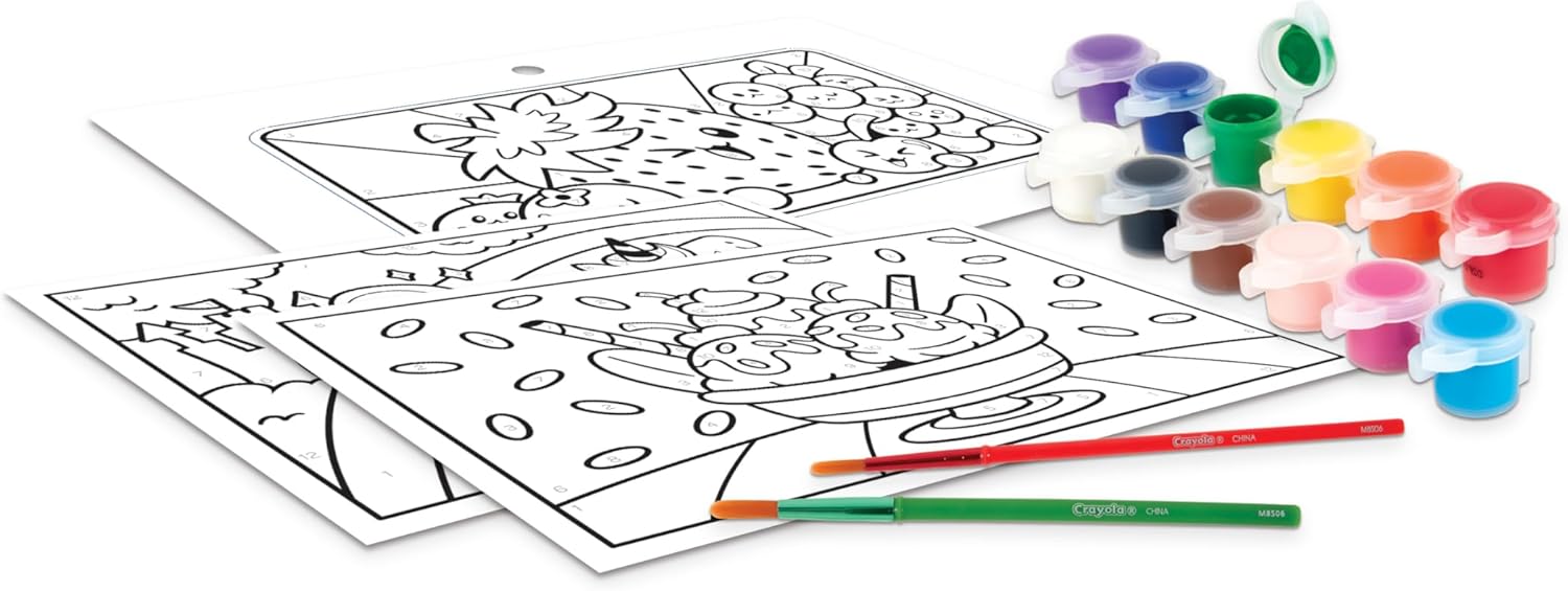 CRAYOLA - Set Dipingi con i Numeri, con Tempere Lavabili e Pennelli, Attività Creativa per Bambini, dai 5 anni in sù, 04-2949