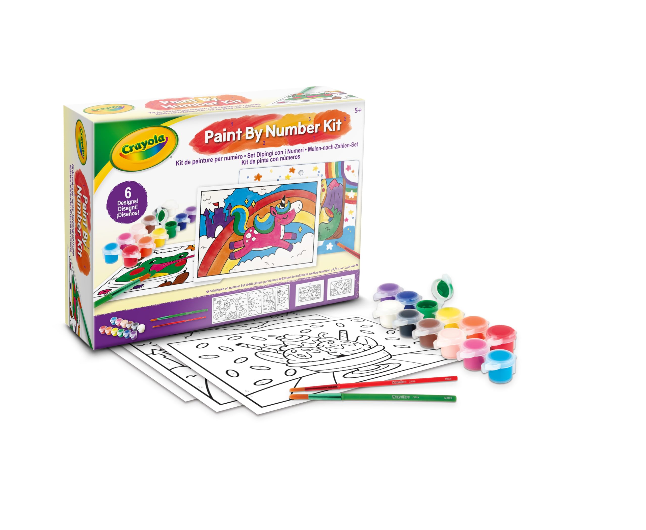 CRAYOLA - Set Dipingi con i Numeri, con Tempere Lavabili e Pennelli, Attività Creativa per Bambini, dai 5 anni in sù, 04-2949