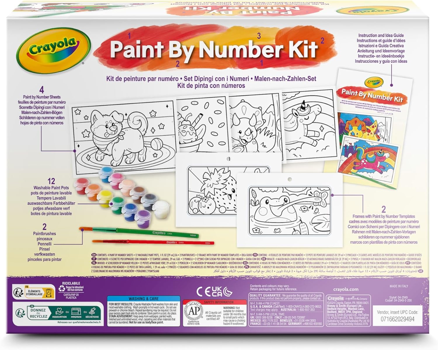 CRAYOLA - Set Dipingi con i Numeri, con Tempere Lavabili e Pennelli, Attività Creativa per Bambini, dai 5 anni in sù, 04-2949