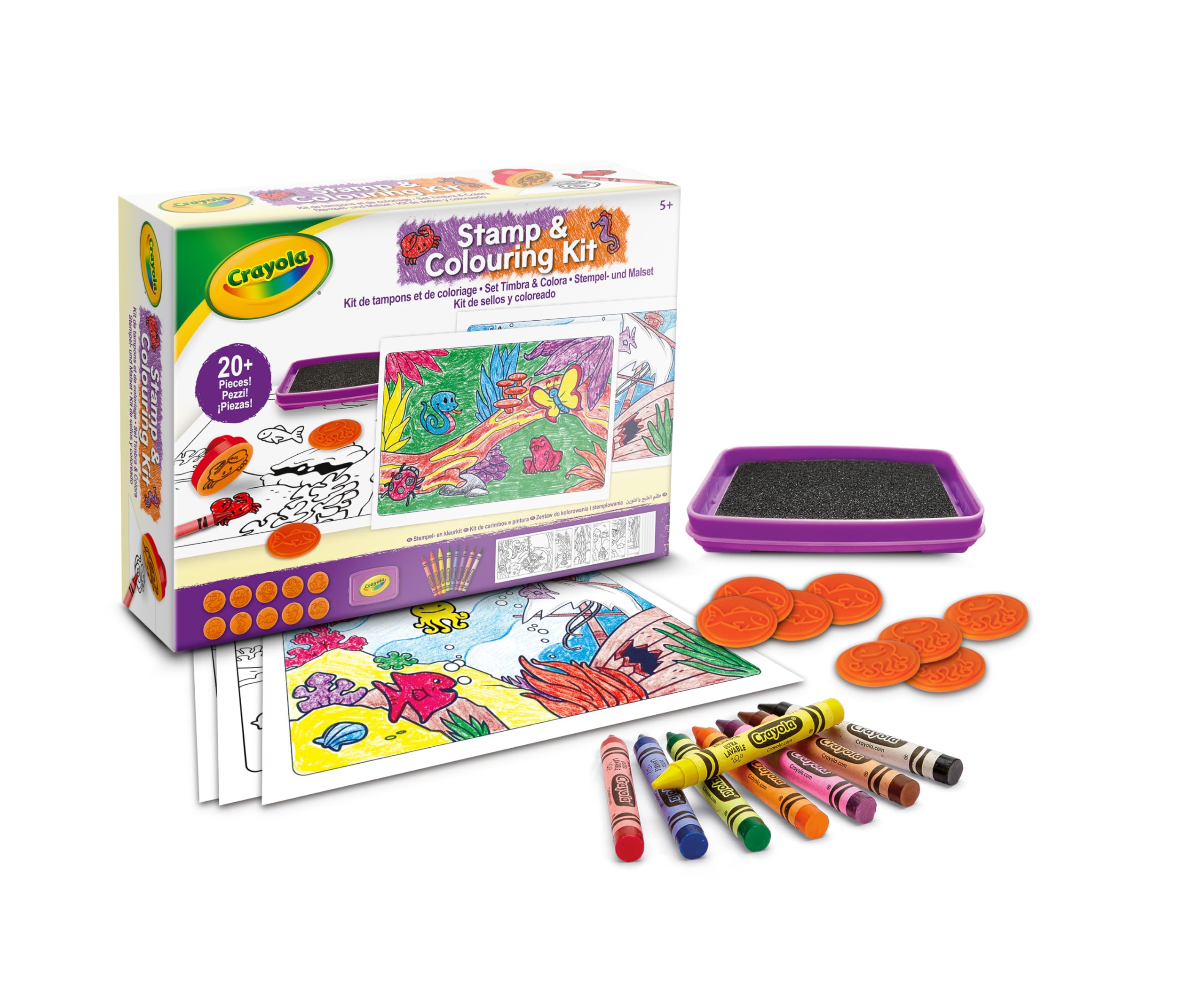 CRAYOLA - Kit de Tampons et de Coloriage, Activité Créative sur le Thème des Animaux pour les Enfants, pour les 5 ans et plus, 04-2951