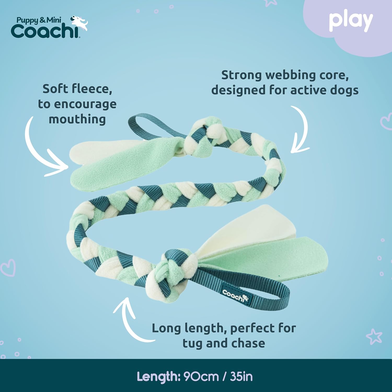 Coachi Puppy & Mini Tuggi Tug - Great for Tug & Play, Strong Dog Toy, Fun Reward Training, Great for Recall, Interrupt Biting & Chewing. Ideal For Agility, Suitable for Small Dogs & Puppies