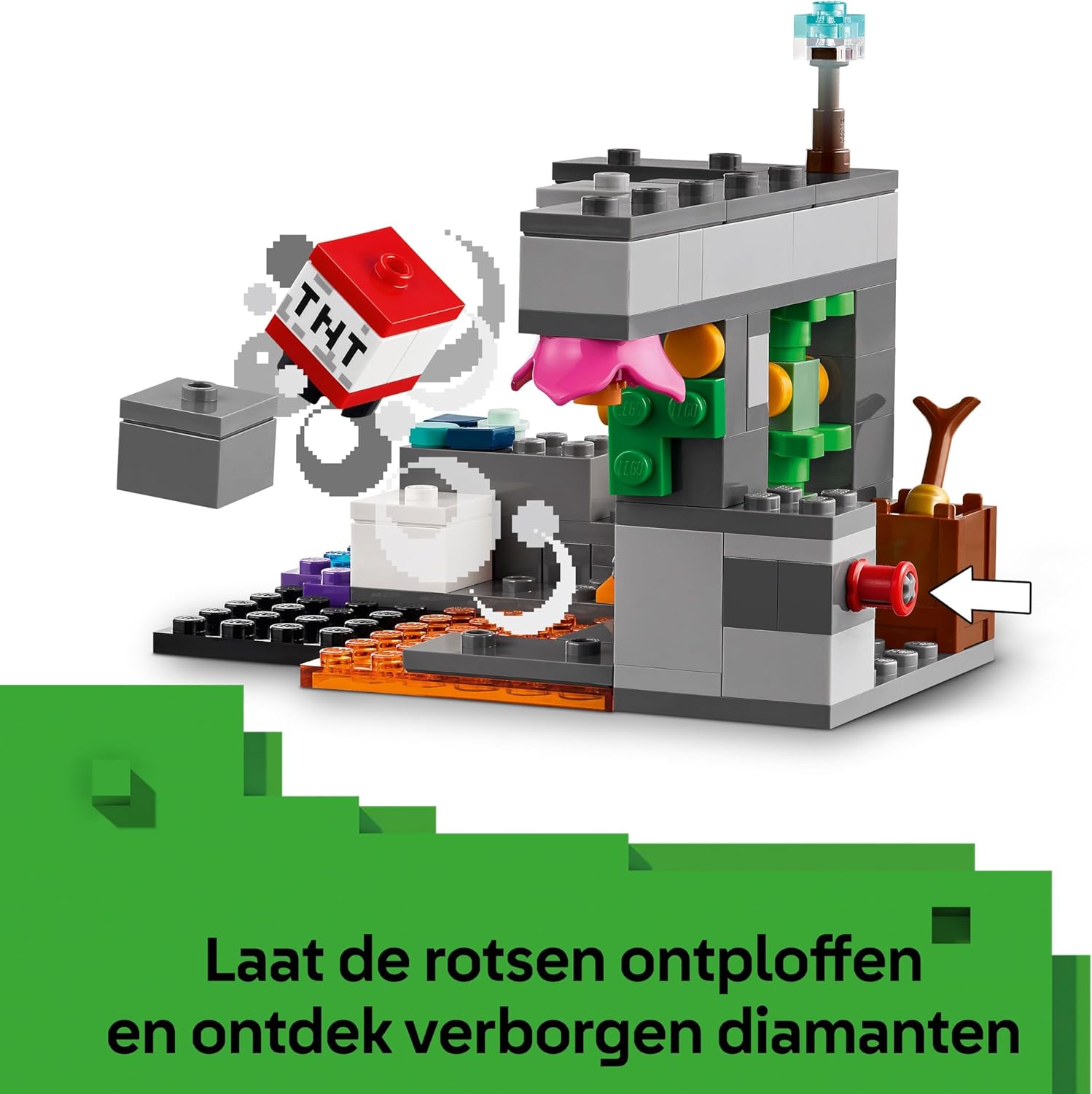 LEGO Minecraft L’Incontro con il Sorvegliante - Giocattolo con Minifigure del Ranger Silente e Mob Snodabile - Funzione TNT per Caduta Massi - Regalo per Bambini da 7+ Anni Fan dei Videogiochi - 21274