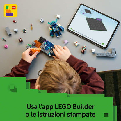 LEGO Minecraft L’Incontro con il Sorvegliante - Giocattolo con Minifigure del Ranger Silente e Mob Snodabile - Funzione TNT per Caduta Massi - Regalo per Bambini da 7+ Anni Fan dei Videogiochi - 21274