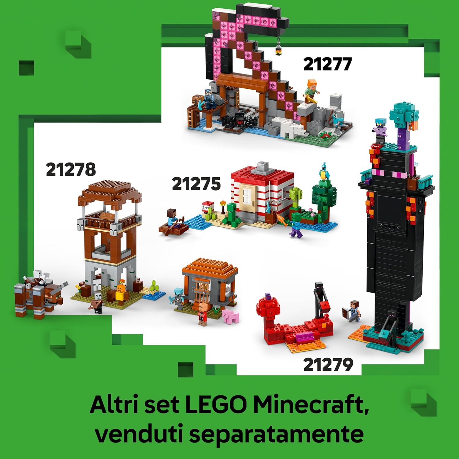 LEGO Minecraft L’Incontro con il Sorvegliante - Giocattolo con Minifigure del Ranger Silente e Mob Snodabile - Funzione TNT per Caduta Massi - Regalo per Bambini da 7+ Anni Fan dei Videogiochi - 21274