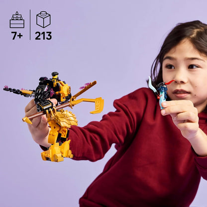 LEGO NINJAGO Arin’s Spinjitzu Battle Mech Toy - Mix & Match Posable Figure, Baby Riyu Dragon & 2 Ninja Minifigures - Gift for 7+ Boys & Dragons Rising Fans - 71839