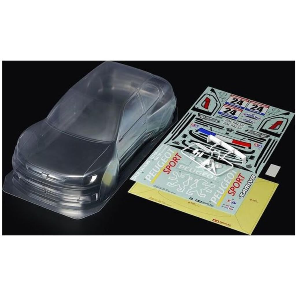 TAMIYA 51753 Body Set Peugeot 306 Maxi RS257 mm Accessories for Remote Controlled Car, Replacement Body, RC Model Making, Multi-Coloured