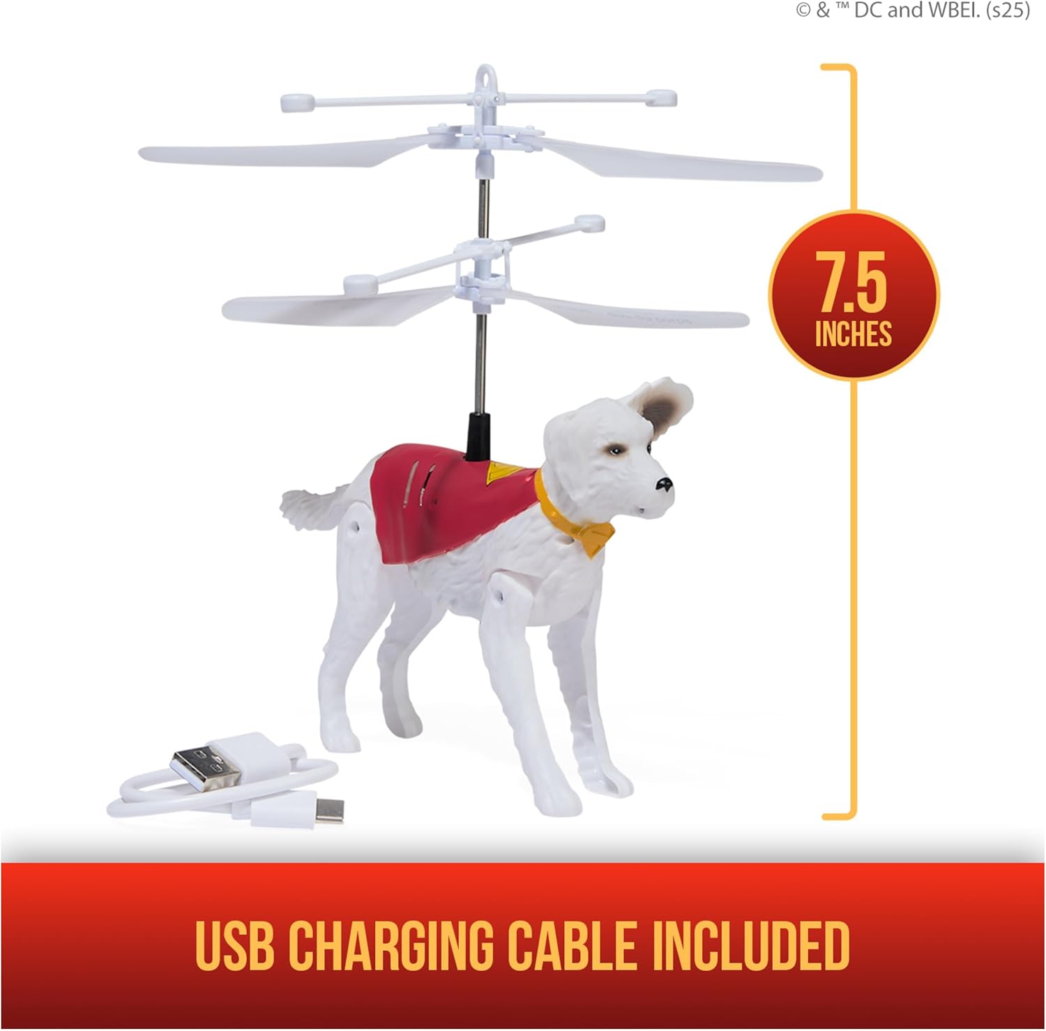 DC Comics, Superman Up in the Sky! Flying Krypto, op afstand bestuurbaar speelgoed, 19 cm grote zwevende superhond