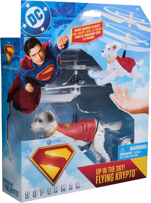 DC Comics, Superman Up in the Sky! Flying Krypto, op afstand bestuurbaar speelgoed, 19 cm grote zwevende superhond