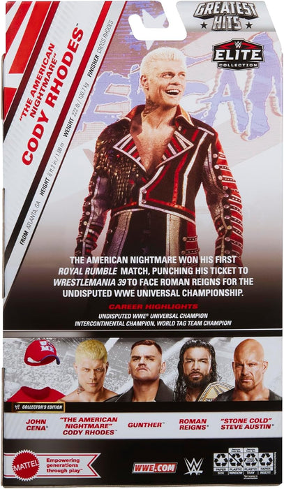 WWE Cody Rhodes Elite Greatest Hits 8 Toy Wrestling Action Figure