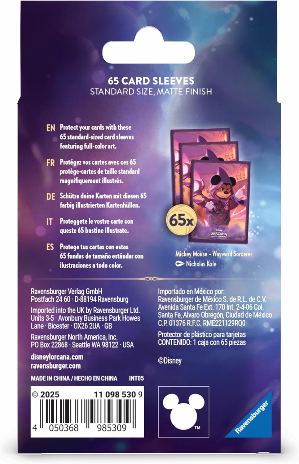 Ravensburger Disney Lorcana Trading Card Game - 65 Mickey Mouse Card Sleeves - Set 8 Reign of Jafar - for Adults & Kids Age 8 Years Up - Collectable TCG
