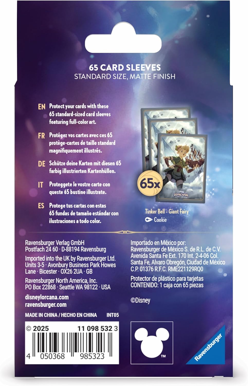 Ravensburger Disney Lorcana Trading Card Game - 65 Tinkerbell Card Sleeves - Set 8 Reign of Jafar - for Adults & Kids Age 8 Years Up - Collectable TCG