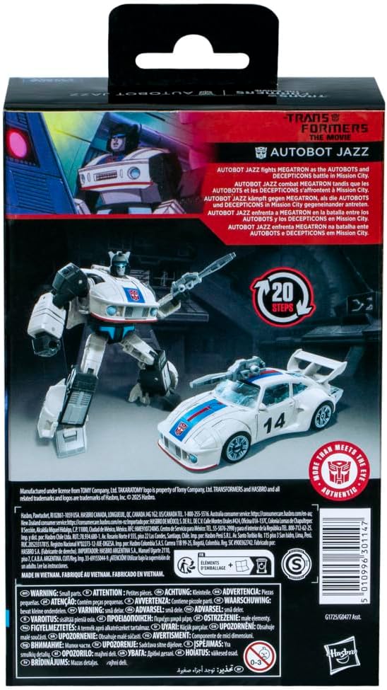 Transformers Toys Studio Series Deluxe Class Transformers: The Movie Autobot Jazz, action figure di conversione da 11,4 cm, giocattoli robot, 8+