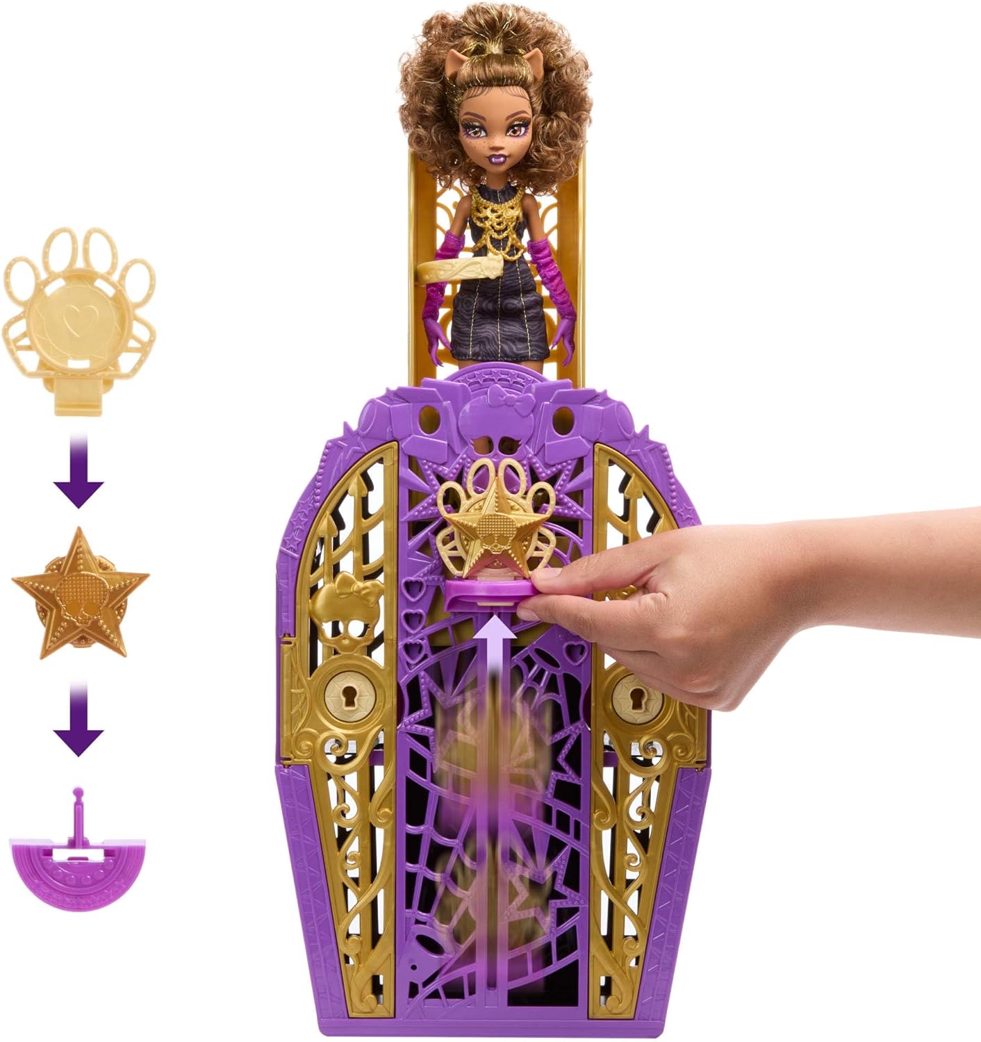 Monster High Skulltimate Secrets Doll and Accessories Set, Hauntlywood Mysteries Clawdeen Wolf with Reveal Closet & 19+ Glam Surprises like Doll Clothes, JBG80
