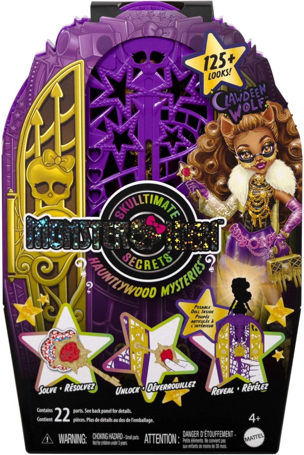 Monster High Skulltimate Secrets Doll and Accessories Set, Hauntlywood Mysteries Clawdeen Wolf with Reveal Closet & 19+ Glam Surprises like Doll Clothes, JBG80