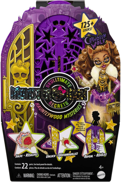 Monster High Skulltimate Secrets Doll and Accessories Set, Hauntlywood Mysteries Clawdeen Wolf with Reveal Closet & 19+ Glam Surprises like Doll Clothes, JBG80