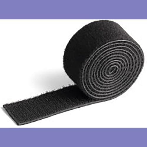 Durable CAVOLINE Cable Management Hook and Loop Cable Tie | Reusable Self-Gripping Tape for Quickly Bundling and Tidying Cables | Can be Easily Cut To RequiRed Size | 1 Metre Roll in Black