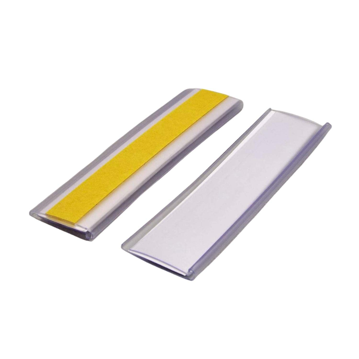 Beaverswood Self Adhesive Label Holder, Magnet Label Card Racks with 100 Clear Protective Films and 100 White Paper Strips for Office, Warehouse, Shelf, Cabinet - 15x80mm Pack of 100