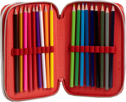 CERDÁ LIFE'S LITTLE MOMENTS Giotto Spiderman pennenetui met viltstiften, balpennen en potloden | drievoudig etui voor kinderen met Marvel-design, Spiderman, 12.5x6.5x19.5 cm, Gelicentieerd product