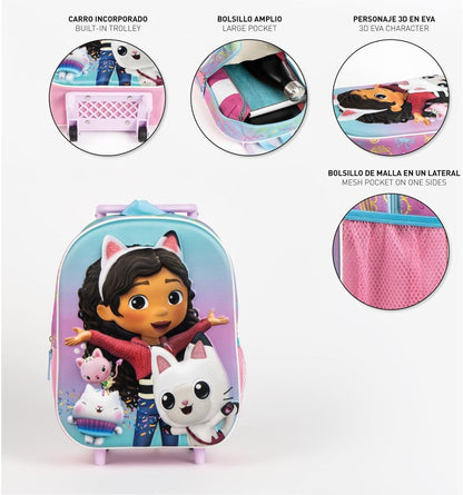 CERDÁ LIFE'S LITTLE MOMENTS Unisex Kid's Infantil Trolley 3D Medidas Mochila Gabby´s Dollhouse 25.0x31.0x10.0 Cm para Niñ@s Backpack, Model: 25 kg