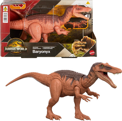 Mattel Jurassic World: El Renacer, Baryonyx Rugido salvaje, Dinosaurio con ataque de mordisco en múltiples direcciones y sonido controlado con la cola, diseño articulado y juego digital, JGC79