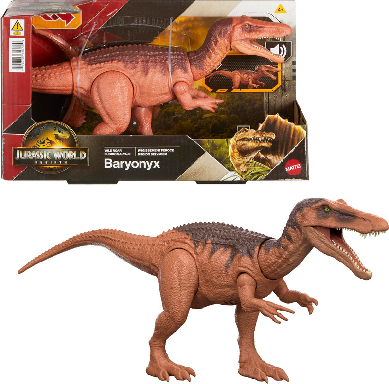 Mattel Jurassic World: El Renacer, Baryonyx Rugido salvaje, Dinosaurio con ataque de mordisco en múltiples direcciones y sonido controlado con la cola, diseño articulado y juego digital, JGC79