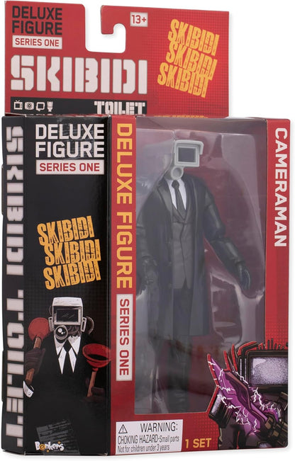 Skibidi Toilet Deluxe Figure Cameraman, Collectible Figures, Officially Licensed Toilet Merch, Black