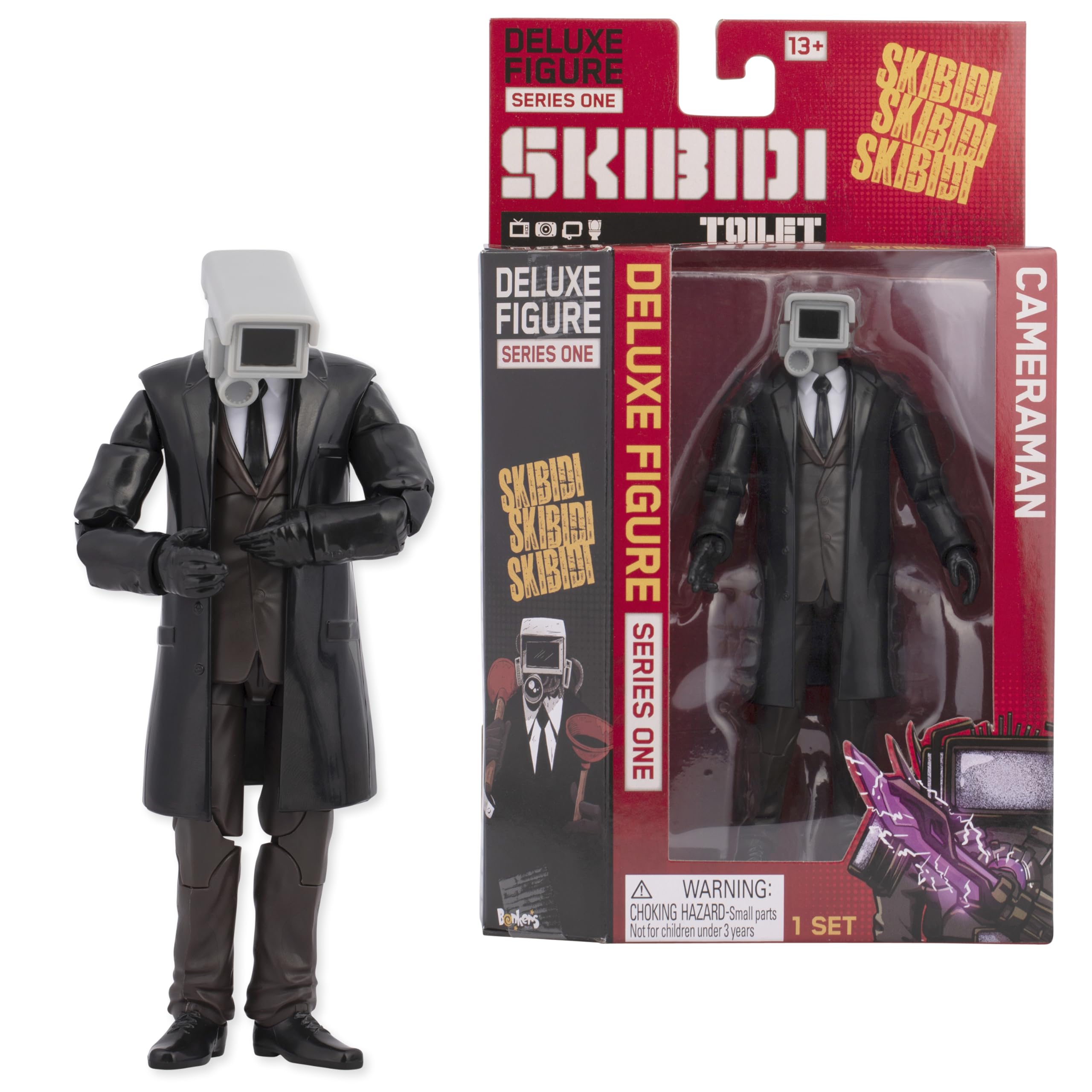Skibidi Toilet Deluxe Figure Cameraman, Collectible Figures, Officially Licensed Toilet Merch, Black