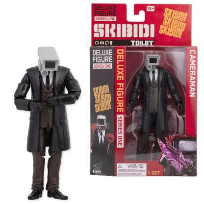 Skibidi Toilet Deluxe Figure Cameraman, Collectible Figures, Officially Licensed Toilet Merch, Black