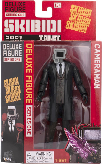 Skibidi Toilet Deluxe Figure Cameraman, Collectible Figures, Officially Licensed Toilet Merch, Black