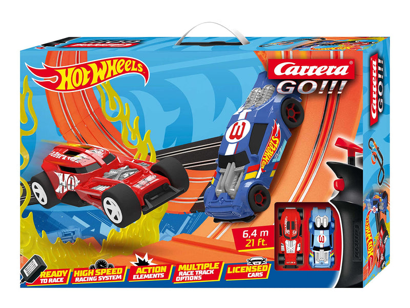 Carrera GO 20062553UK Hot Wheels 6.4 - GO Slot Racing Track With UK Plug, For Children From 6 Years And Adults,1:43 Scale, 6.4 Metres, With Hot Wheels - Night Shifter & Hot Wheels - HW50 Concept