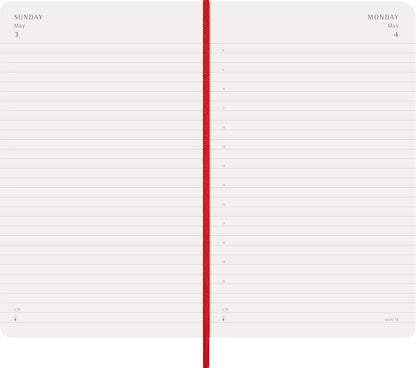 Moleskine Daily Planner, Daily Agenda 2026 12 Months, With Soft Cover and Elastic Closure, Large Format 13x21, Color Red