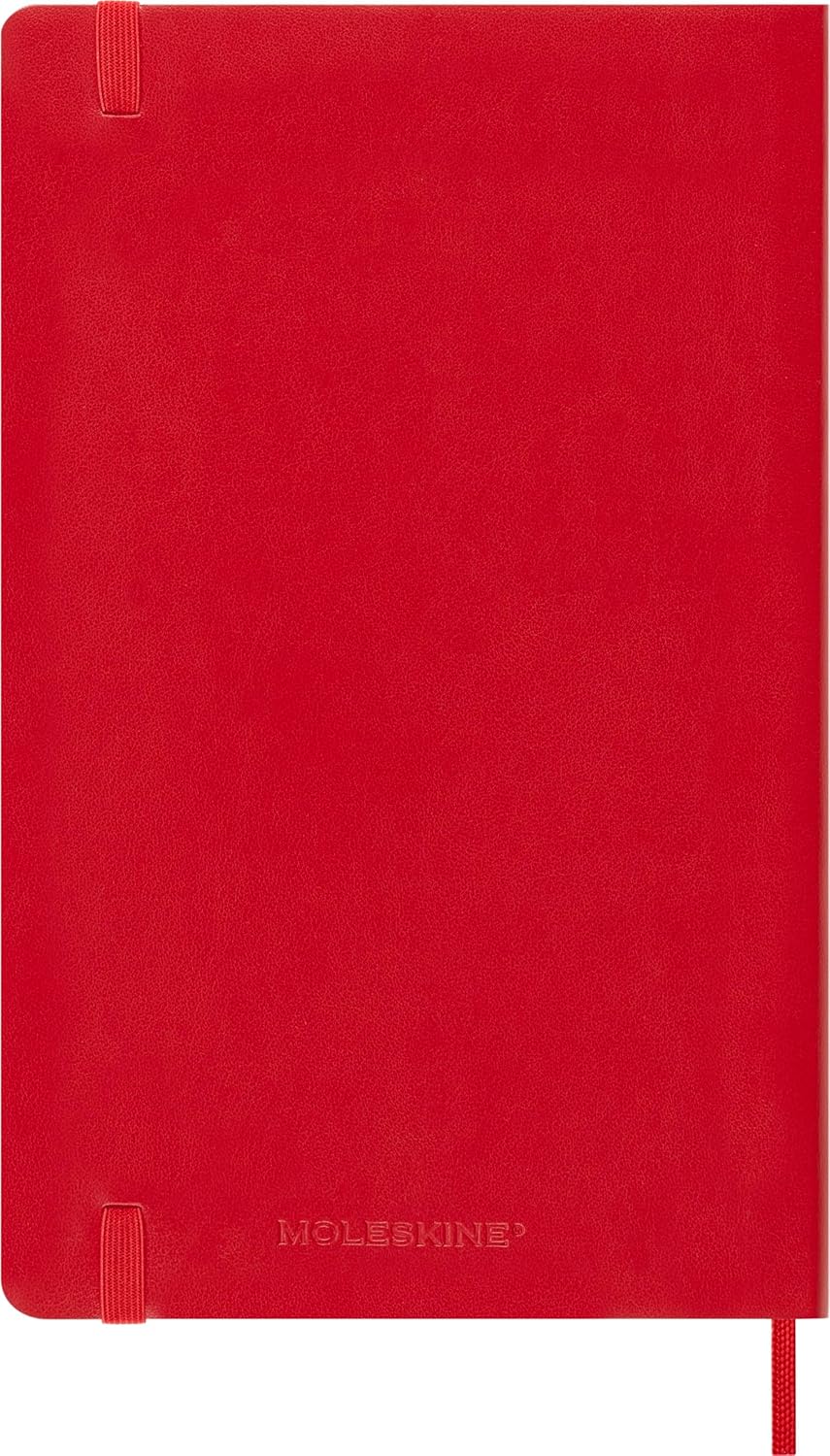 Moleskine Daily Planner, Daily Agenda 2026 12 Months, With Soft Cover and Elastic Closure, Large Format 13x21, Color Red