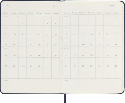 Moleskine Daily Planner, Daily Agenda 2026 12 Months, With Hard Cover and Elastic Closure, Pocket Size 9x14, Blue Color