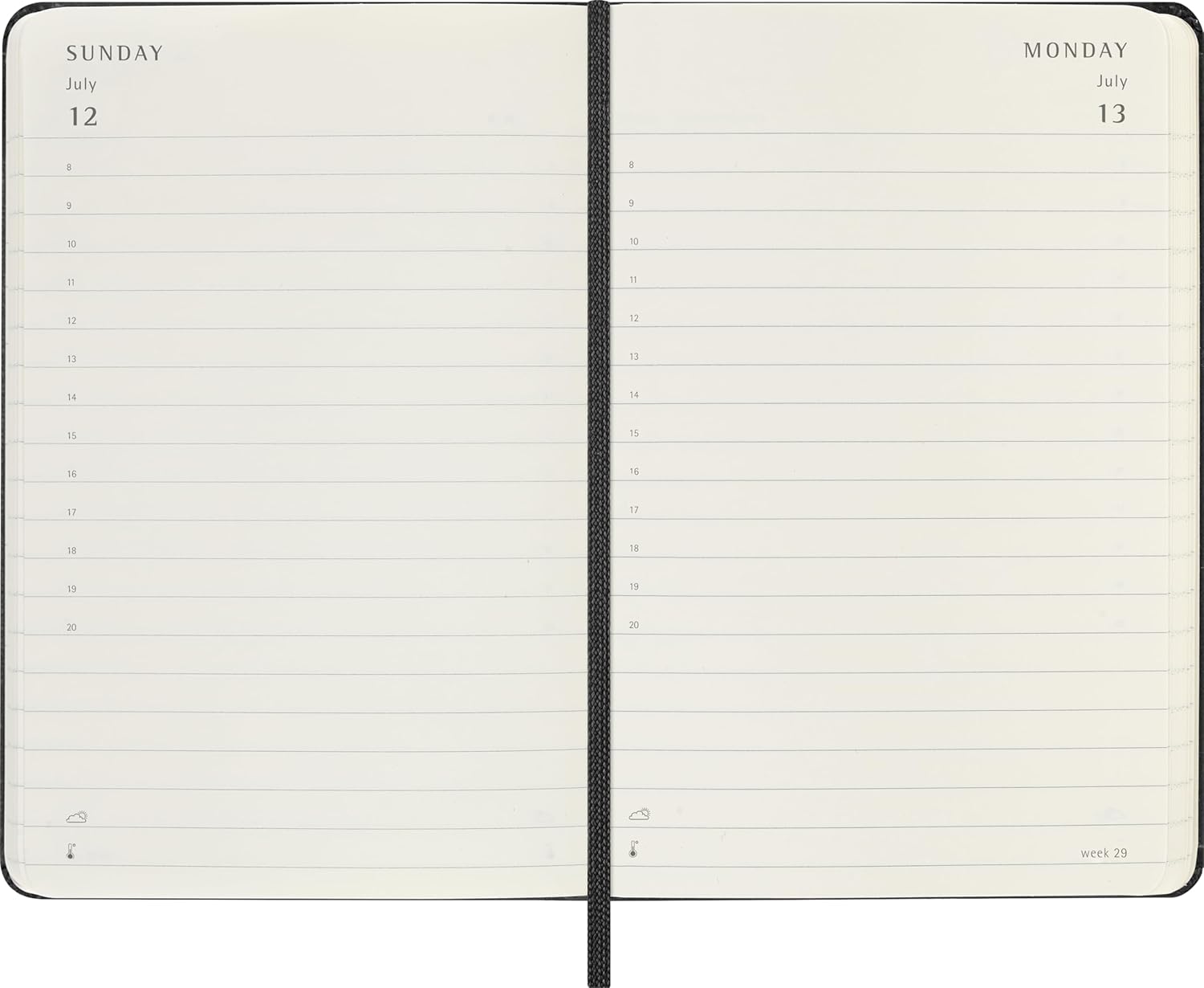 Moleskine Daily Planner, Daily Agenda 2026 12 Months, With Hard Cover and Elastic Closure, Pocket Size 9x14, Black Color