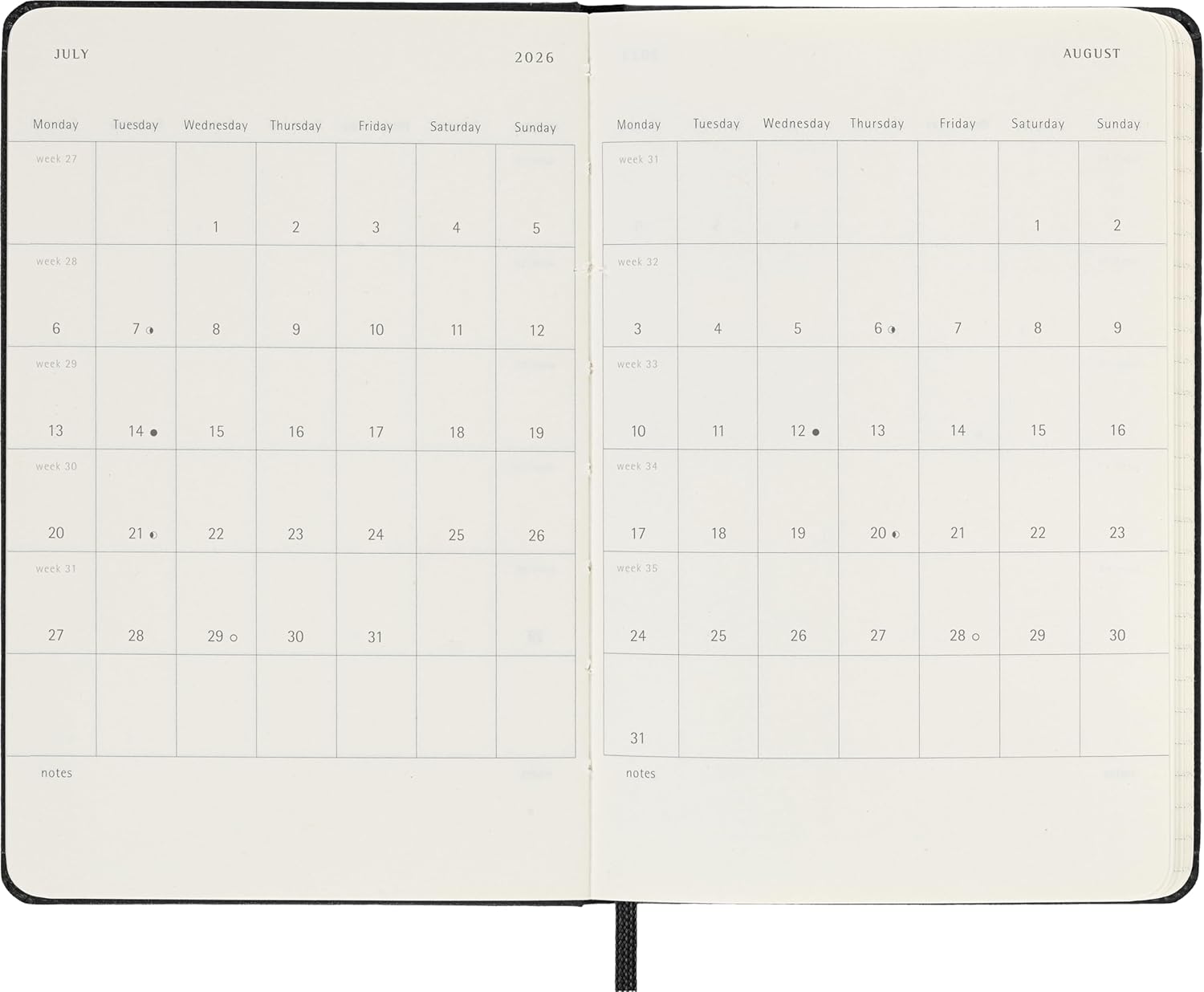 Moleskine Daily Planner, Daily Agenda 2026 12 Months, With Hard Cover and Elastic Closure, Pocket Size 9x14, Black Color