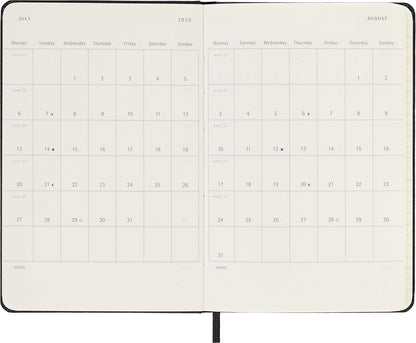 Moleskine Daily Planner, Daily Agenda 2026 12 Months, With Hard Cover and Elastic Closure, Pocket Size 9x14, Black Color