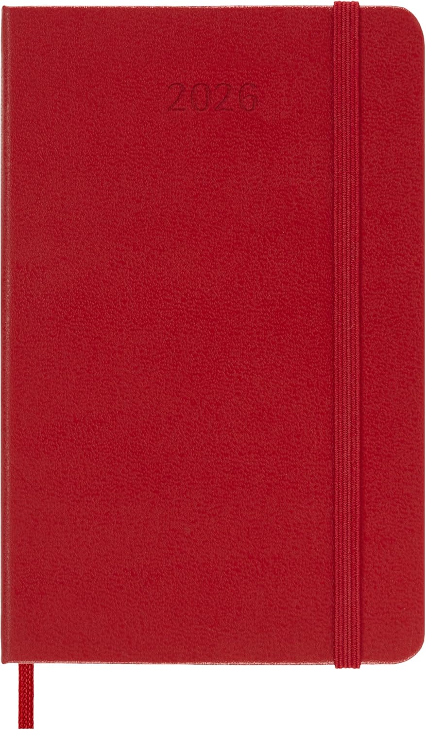 Moleskine Daily Planner, Daily Agenda 2026 12 Months, With Hard Cover and Elastic Closure, Pocket Size 9x14, Red Color