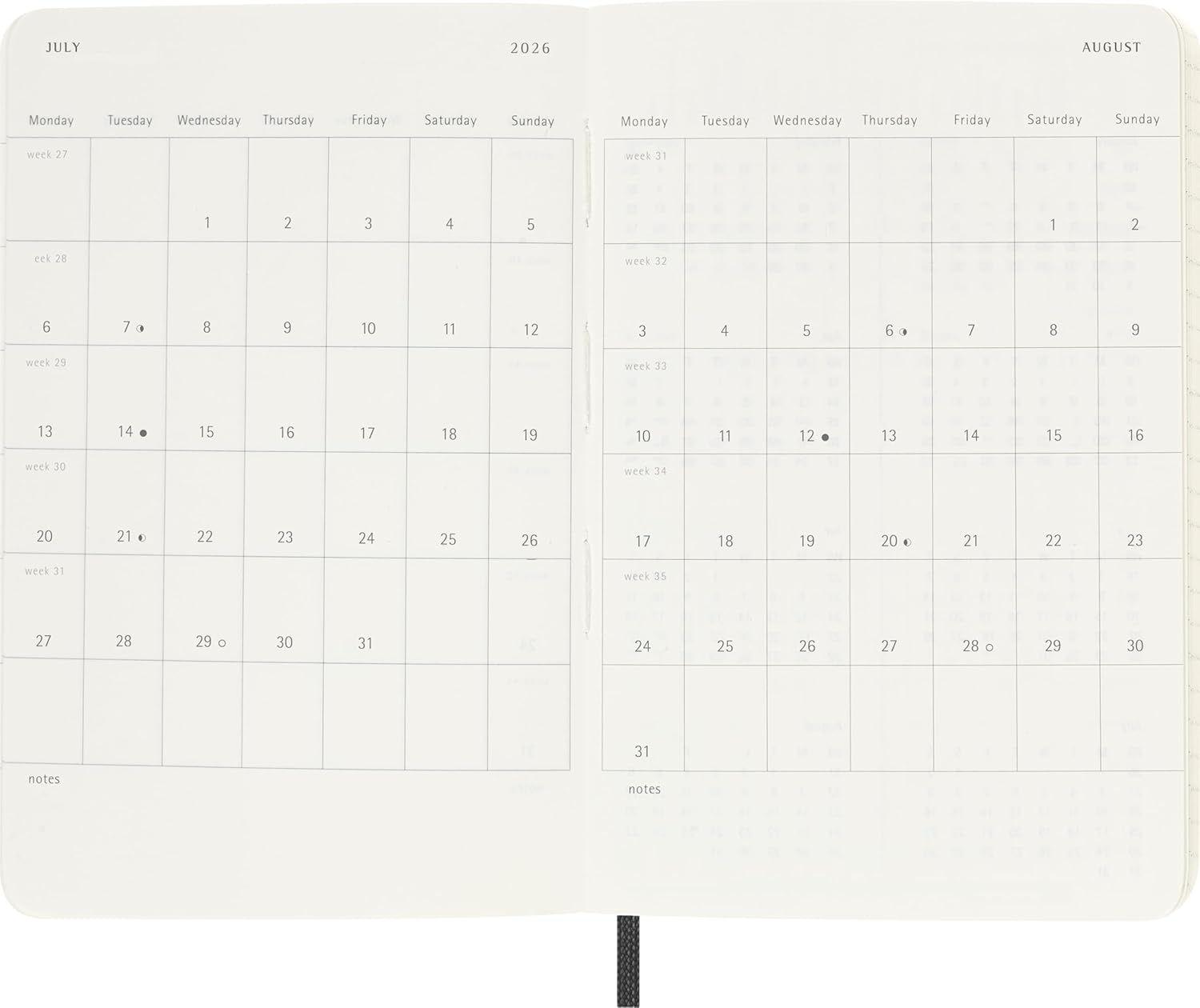 Moleskine Daily Planner, Daily Agenda 2026 12 Months, With Soft Cover and Elastic Closure, Pocket Size 9x14, Black Color