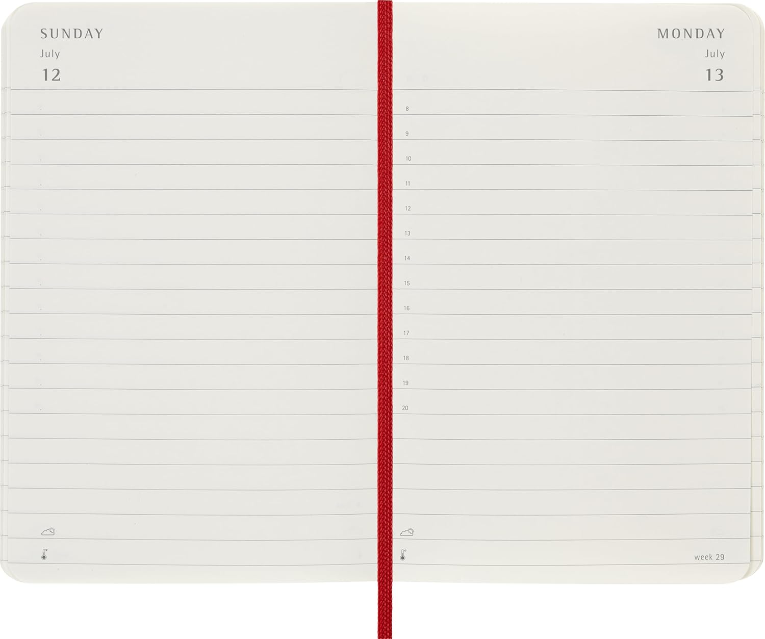 Moleskine Daily Planner, Daily Agenda 2026 12 Months, With Soft Cover and Elastic Closure, Pocket Size 9x14, Red Color