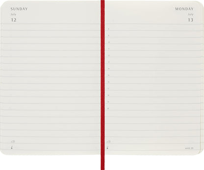 Moleskine Daily Planner, Daily Agenda 2026 12 Months, With Soft Cover and Elastic Closure, Pocket Size 9x14, Red Color