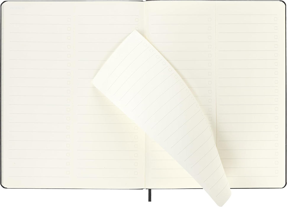 Moleskine Weekly Planner, Vertical Pro Weekly Agenda 12 Months 2025, Hard Cover and Elastic Closure, Black Color, Extra Large Size 19x25 cm