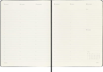 Moleskine Weekly Planner, Vertical Pro Weekly Agenda 12 Months 2025, Hard Cover and Elastic Closure, Black Color, Extra Large Size 19x25 cm