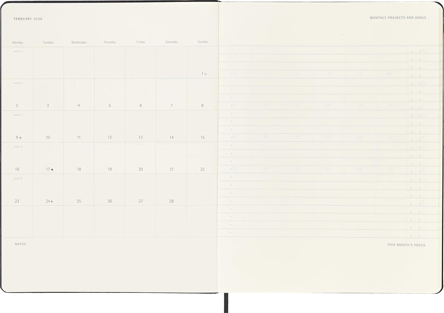 Moleskine Weekly Planner, Vertical Pro Weekly Agenda 12 Months 2025, Hard Cover and Elastic Closure, Black Color, Extra Large Size 19x25 cm