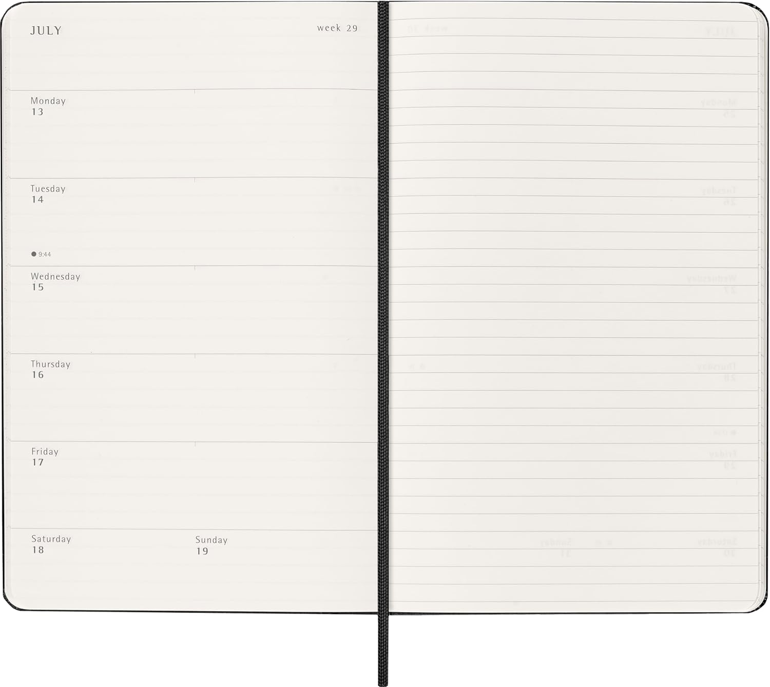 Moleskine Planificador Semanal, Agenda Semanal 2026 12 Meses Con Espacio Para Notas, Con Tapa Dura y Cierre Elástico, Formato Grande 13x21, Color Negro